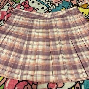 Pink and Purple Pleated Mini Skater Skirt